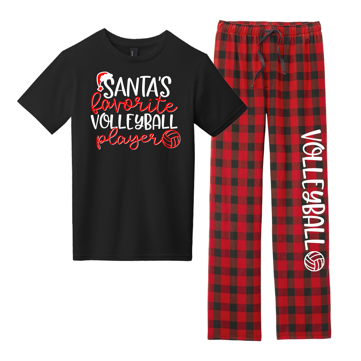 **Adult Size**Santa's Favorite Volleyball Player Tshirt & Pant Set