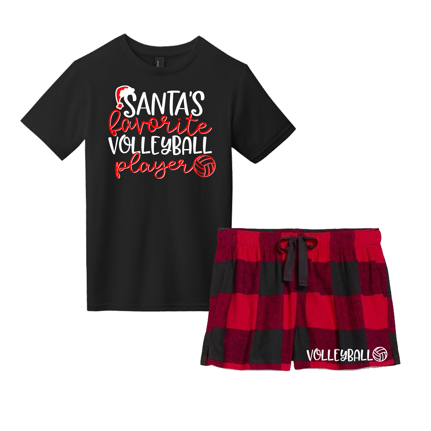**Adult Size**Santa's Favorite Volleyball Player Tshirt & Short Set