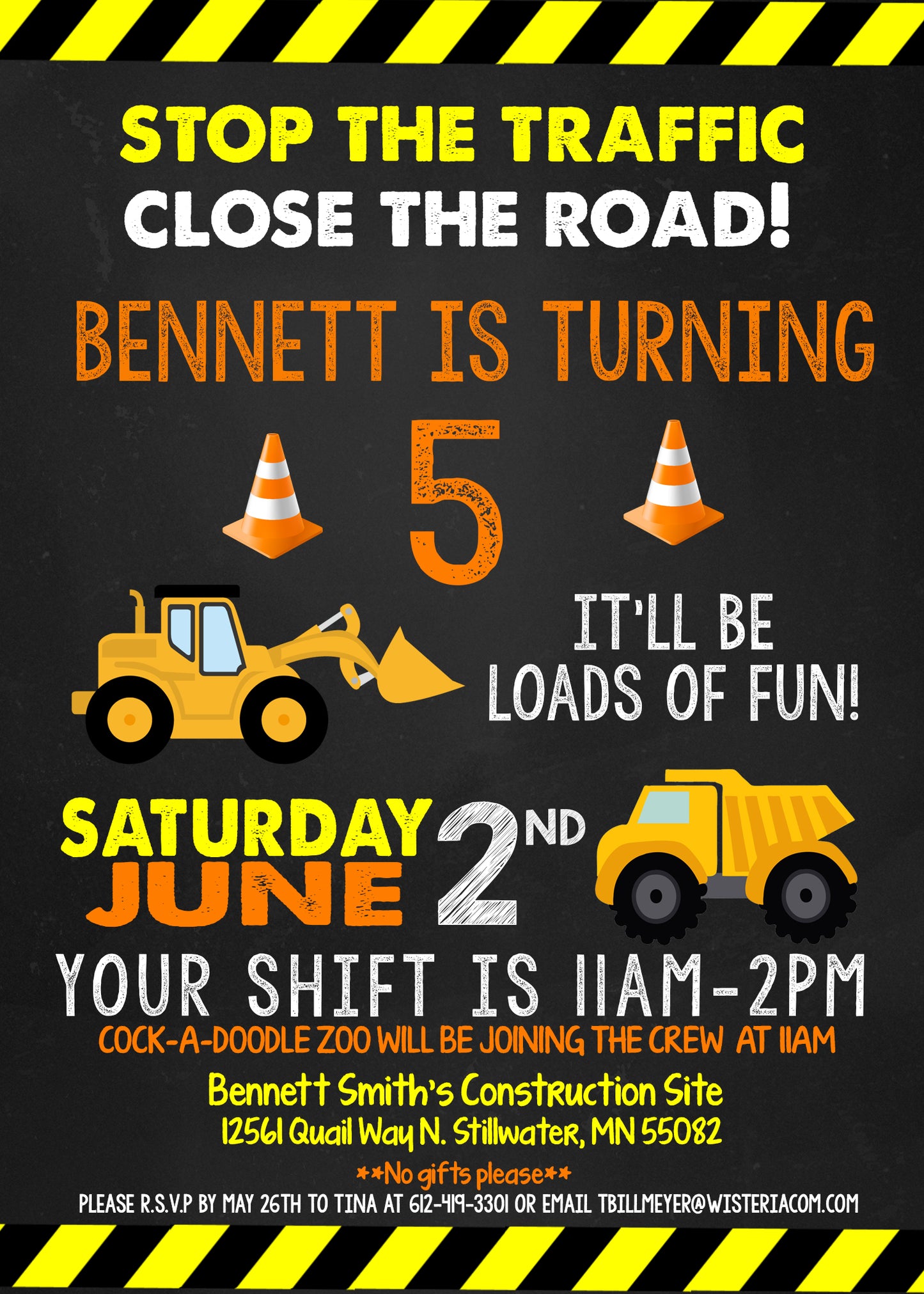 Construction Birthday Invitation
