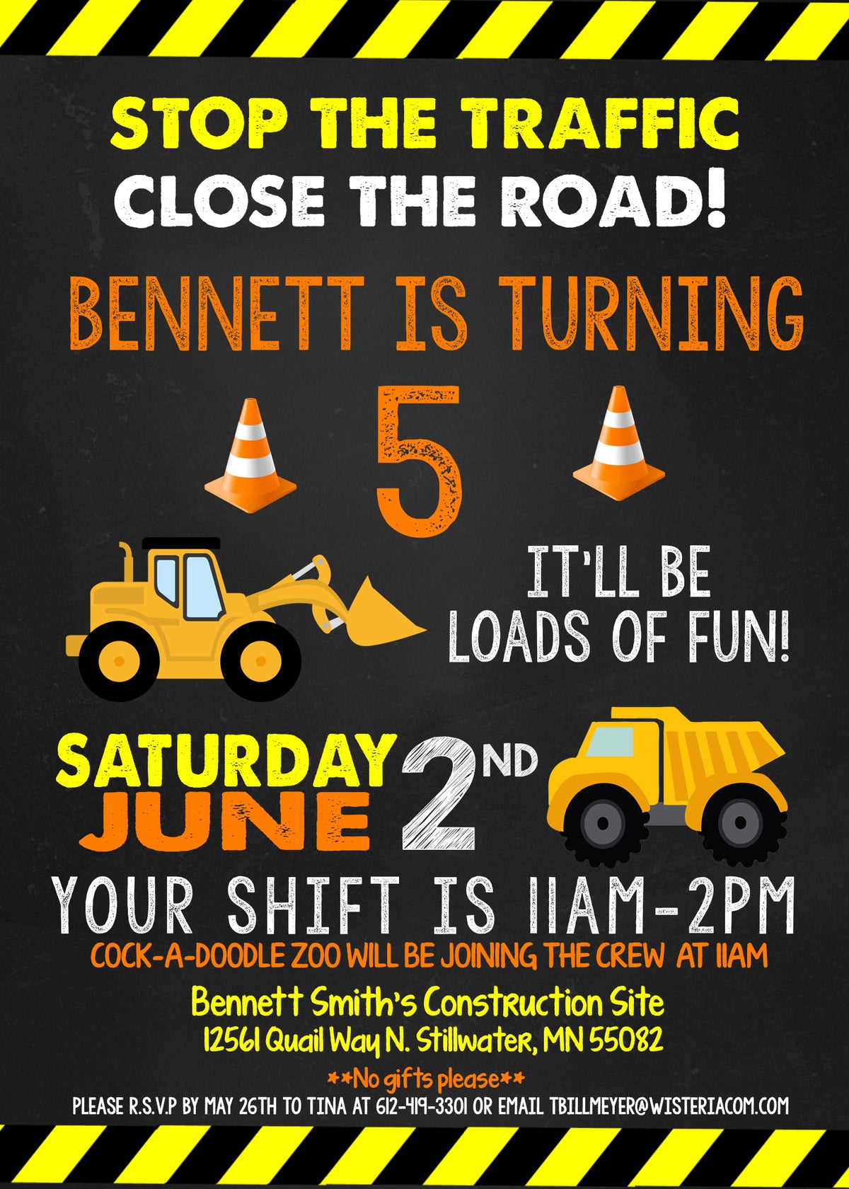 Construction Birthday Invitation
