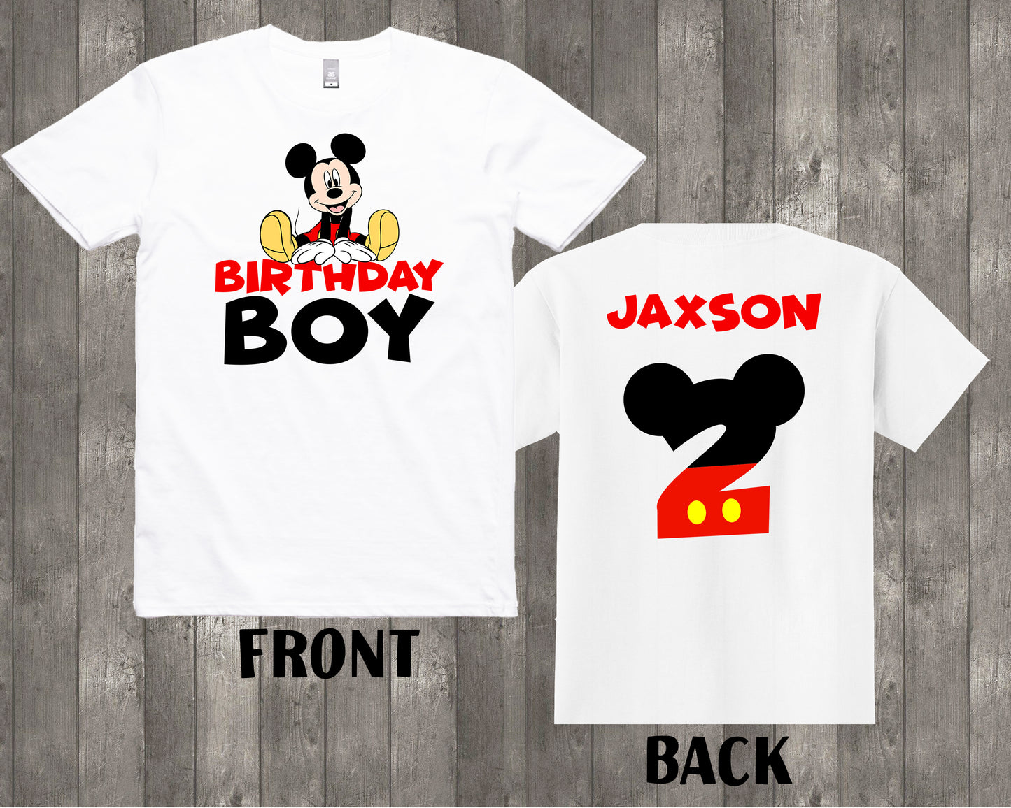 Mickey Mouse Birthday Boy Shirt - Front & Back Design