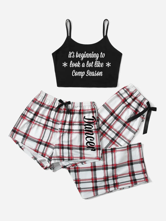 It's beginning to look like comp season 3pc PJ Set **Crop Tank**