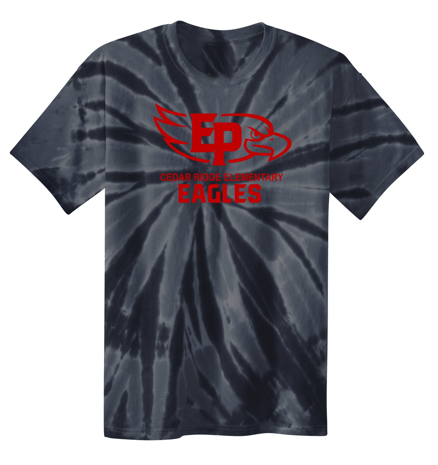 Cedar Ridge Black Tie Dye Shirt Red Logo