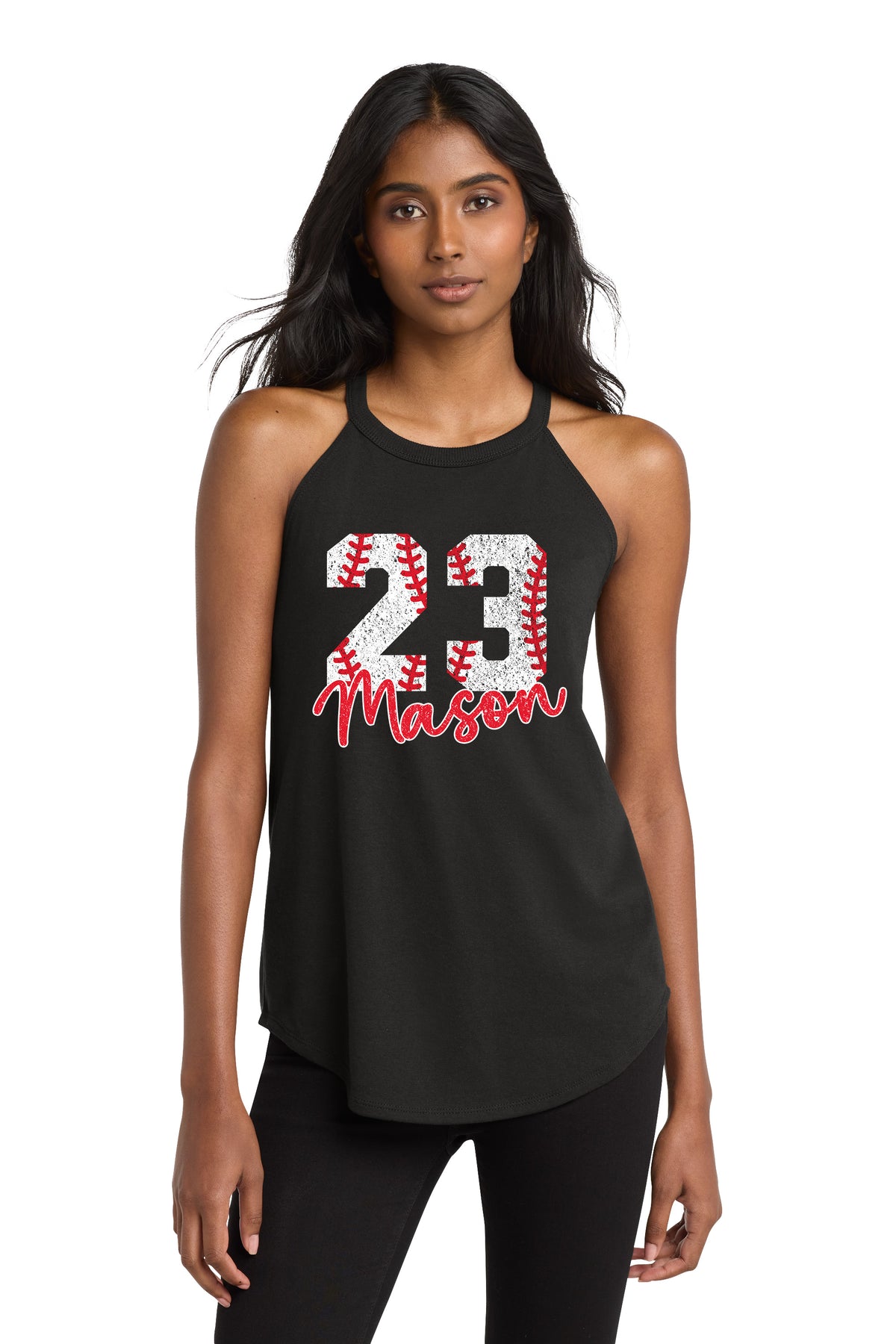 Baseball Numbers High Neck Tank