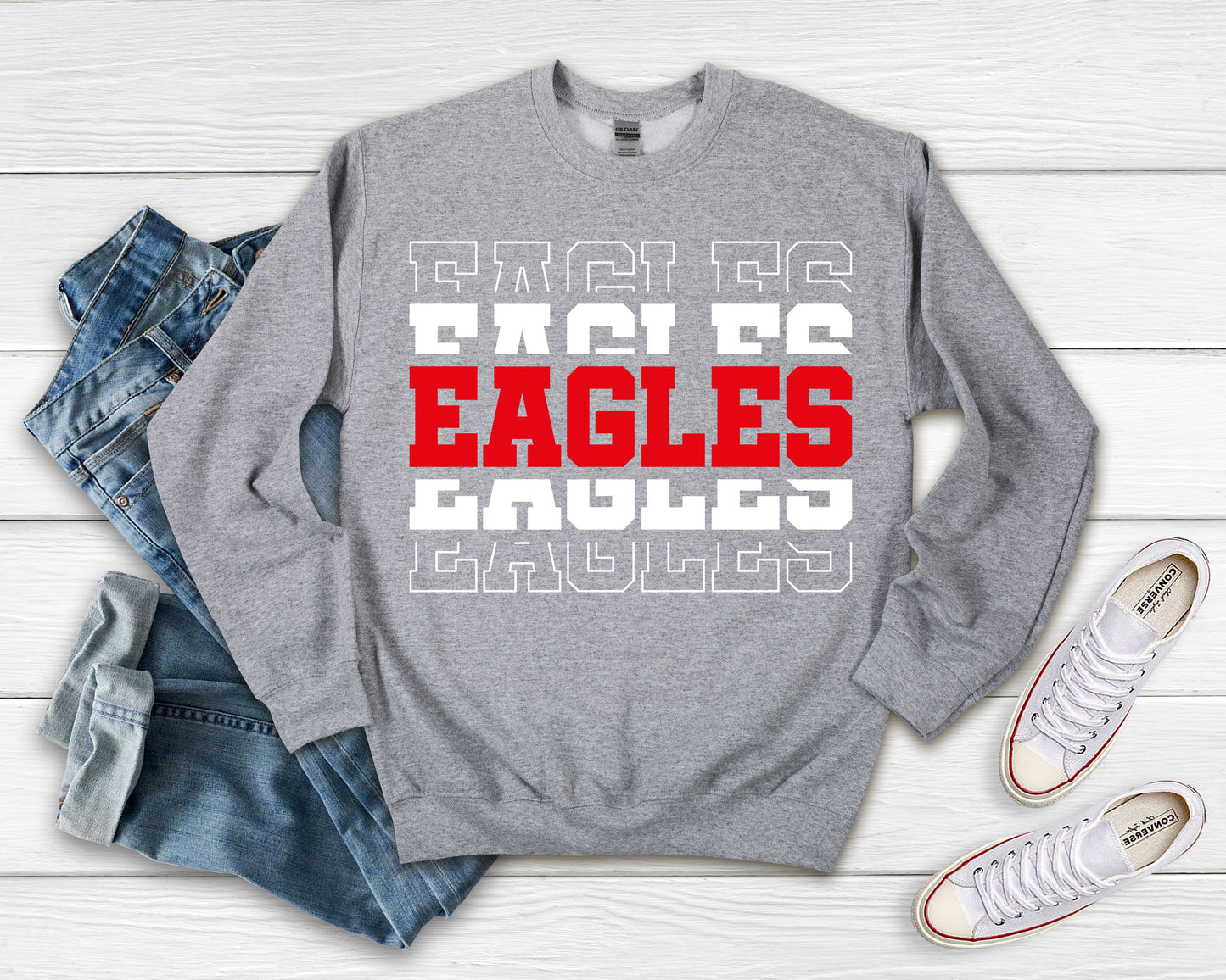 Eagles on Repeat - Red White Lettering