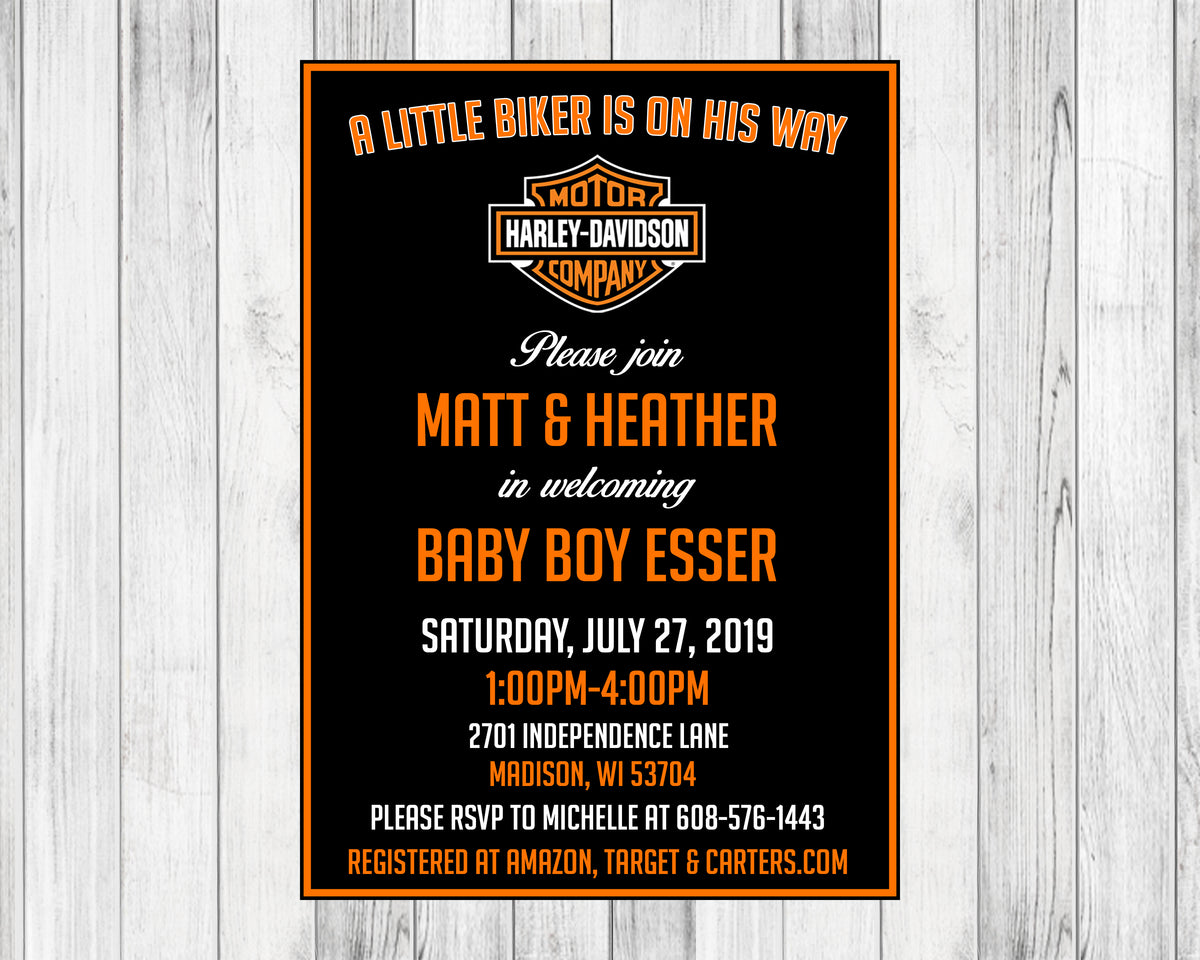 Harley Davidson Baby Shower Invitation