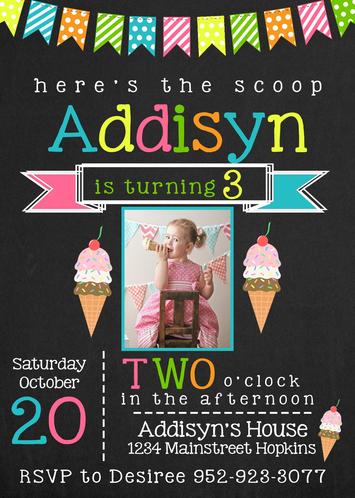 Ice Cream Birthday Invitation