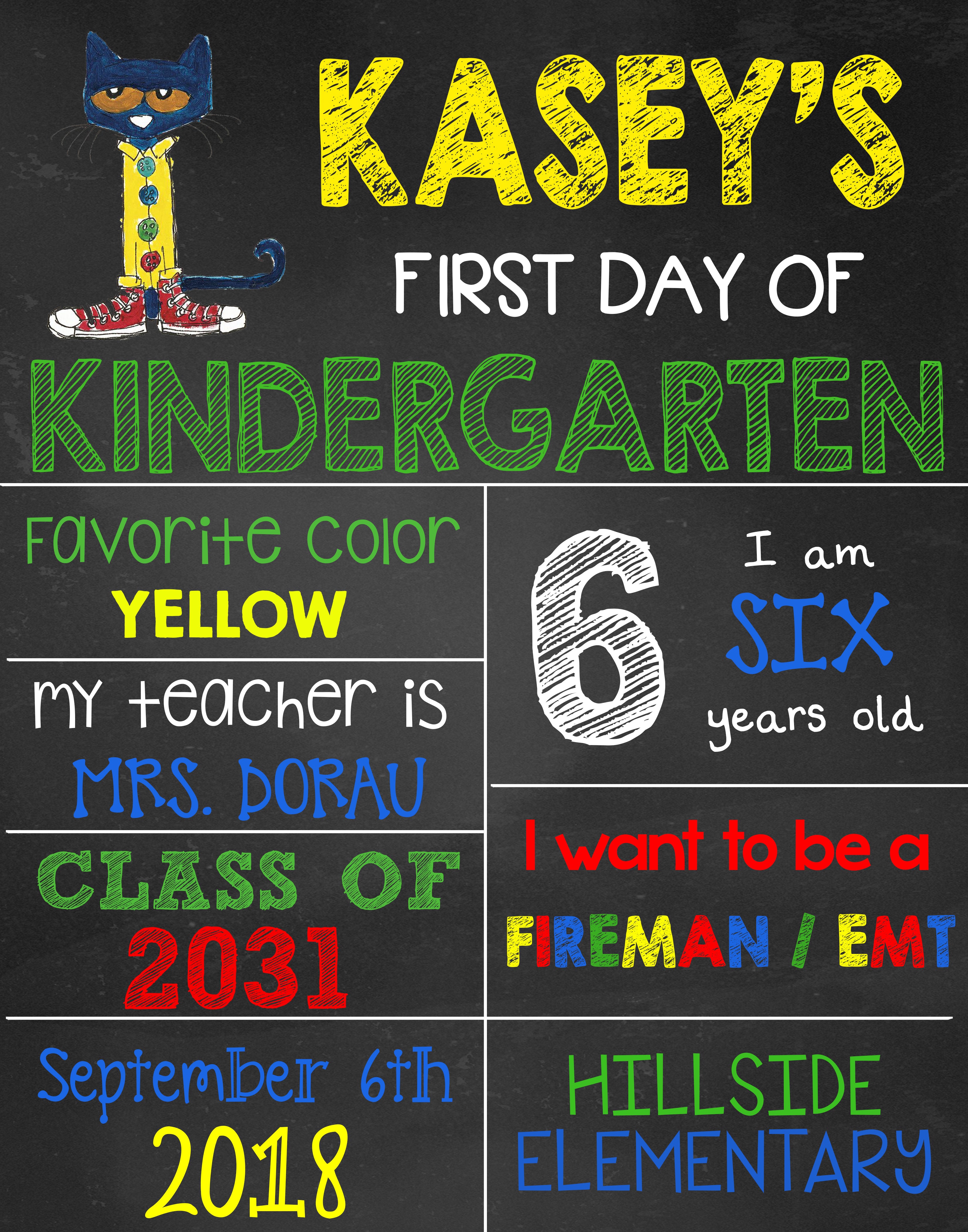 Pete the Cat First Day of School Sign DesignsbyDes