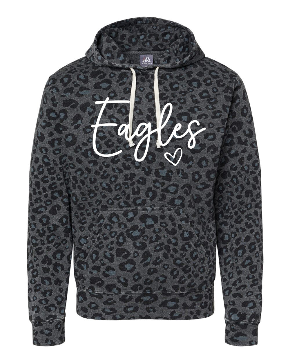 J America Brand Leopard Hoodie Eagles Script Heart Font