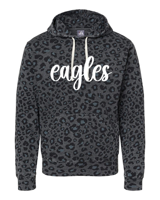 J America Brand Leopard Hoodie Eagles Script Font