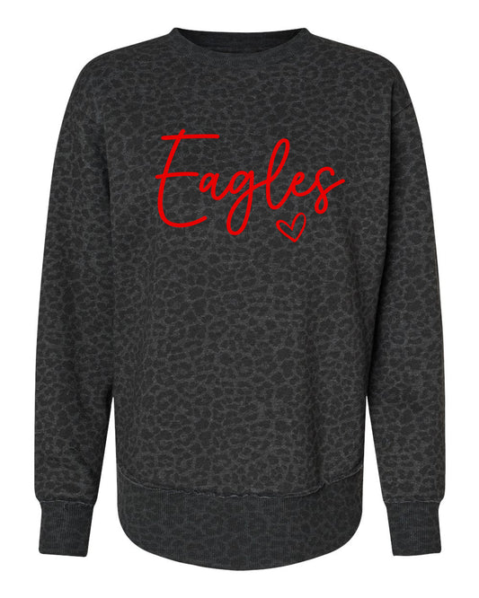 Leopard Crewneck Style 1 Eagles Heart Script Font