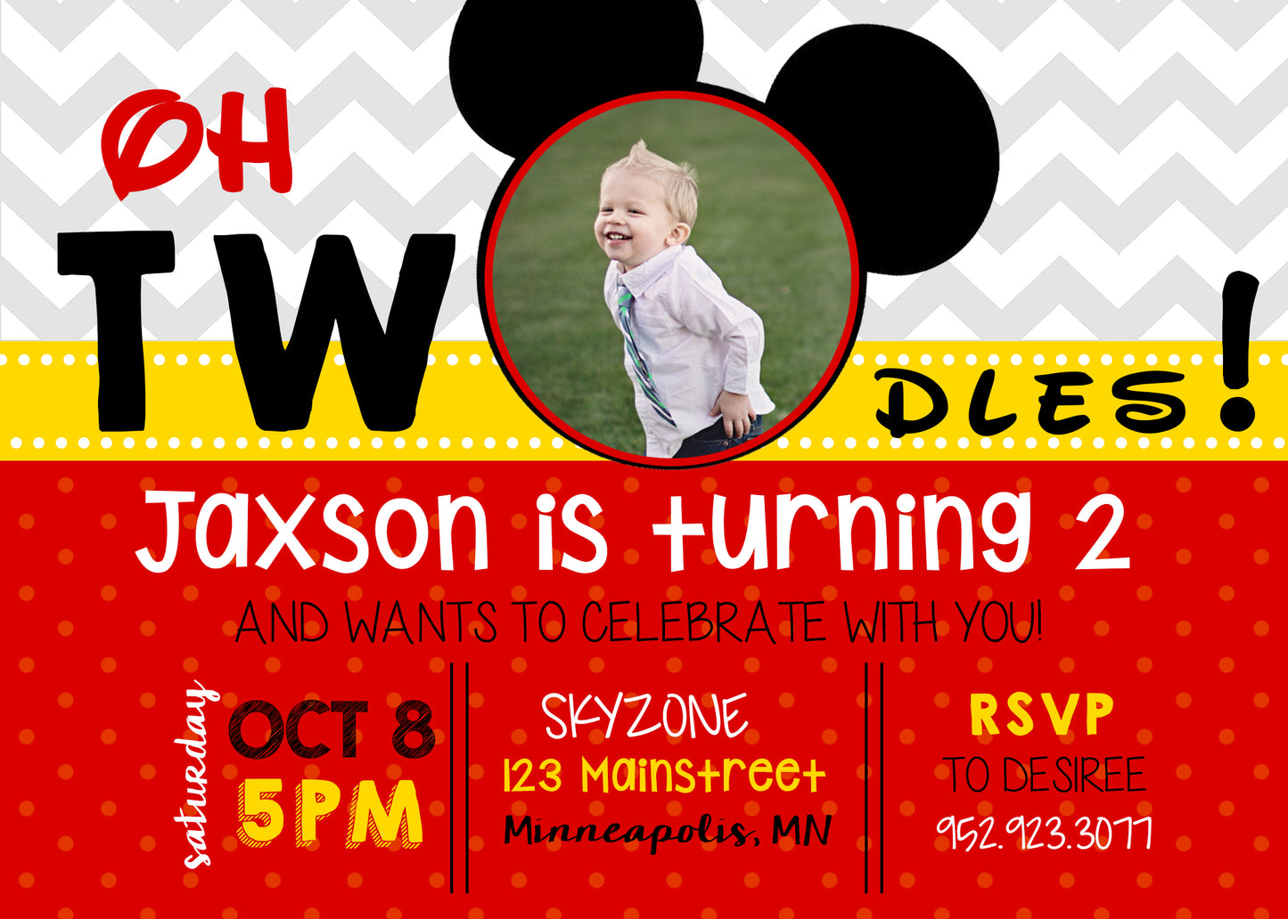 oh Twodles Mickey Birthday Invitation