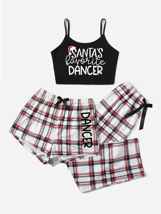 Santa's Favorite Dancer 3pc PJ Set **CROP TANK**