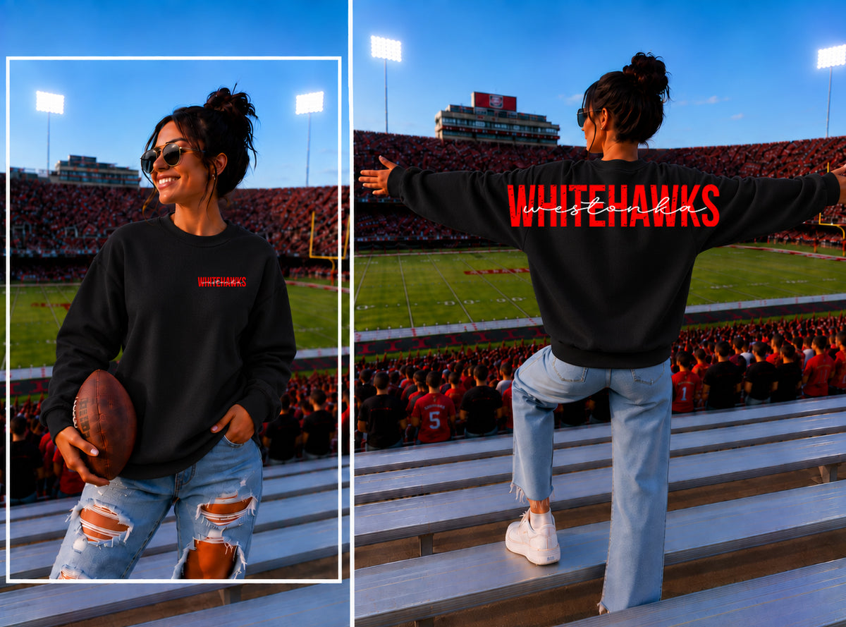 Big Letters Whitehawks Sweatshirt Black Sweatshirt w/ Red