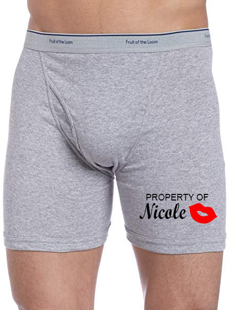 Property of Name Boxer Briefs On leg