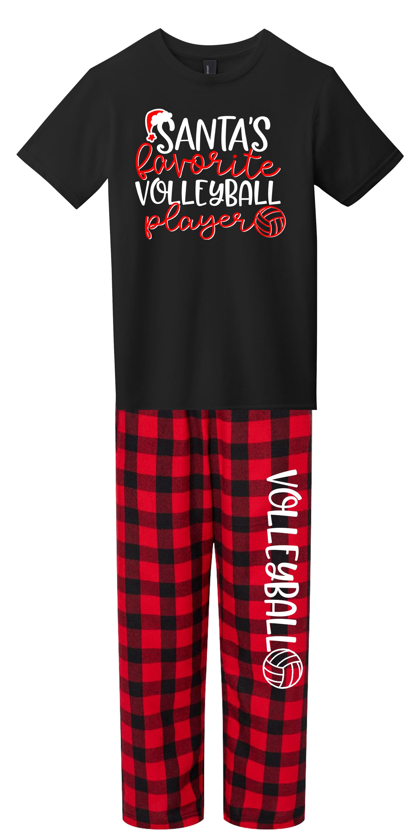 Santa's Favorite Volleyball Player Short Sleeve Tshirt & Flannel Pants