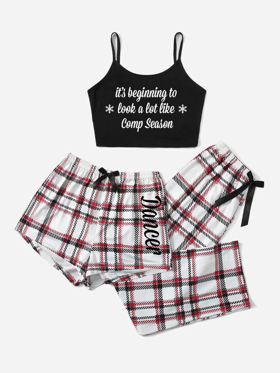 It's beginning to look like comp season 3pc PJ Set **Crop Tank**