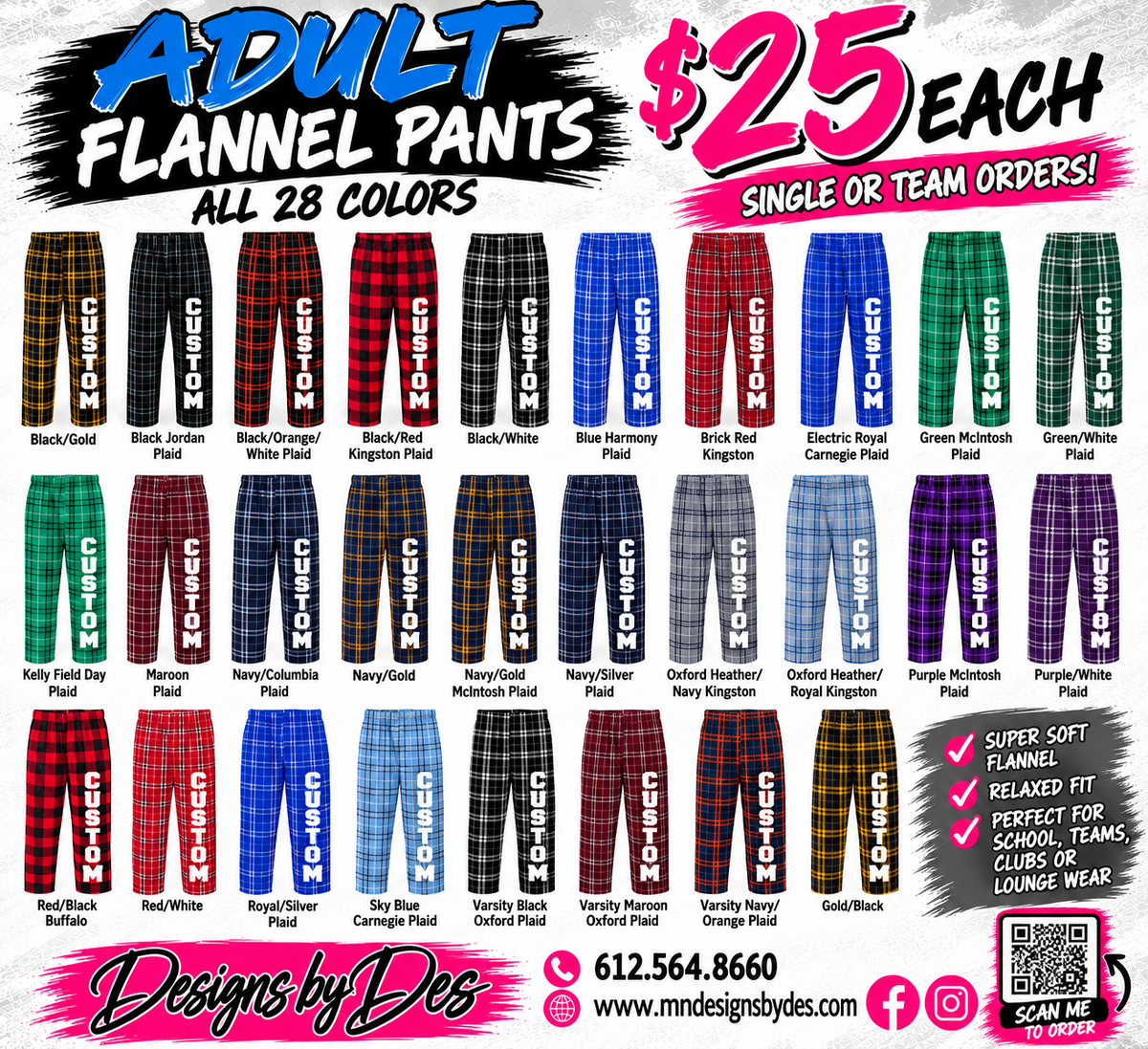 Custom Flannel Pants Adult Sizes