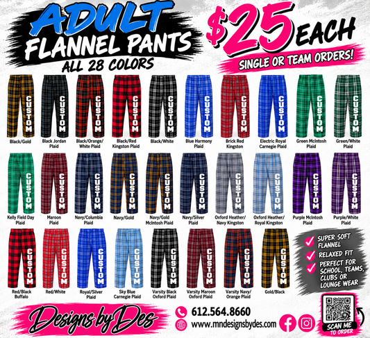 Custom Flannel Pants Adult Sizes