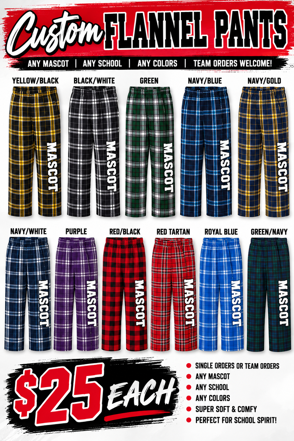 Custom Flannel Pants Youth Sizes