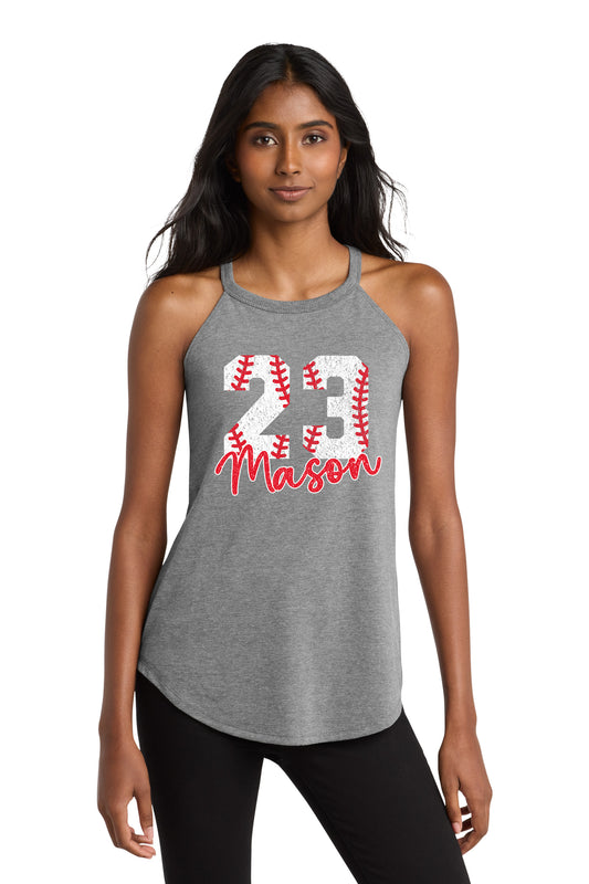 Baseball Numbers High Neck Tank