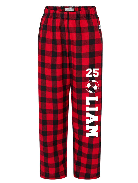 Soccer Flannel Pants  - Personalized w/ Name & Number
