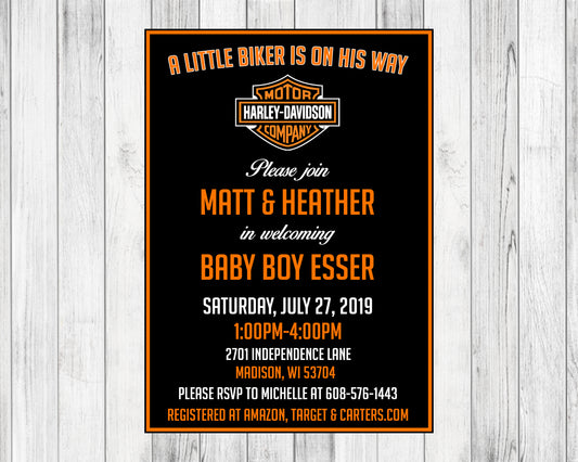 Harley Davidson Baby Shower Invitation