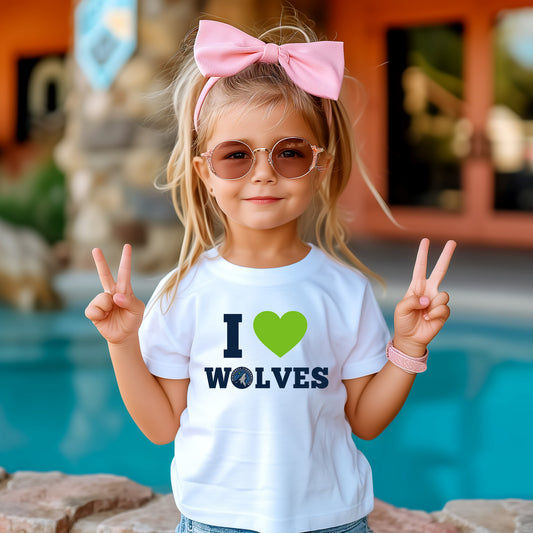 I love Wolves Shirt Youth Size