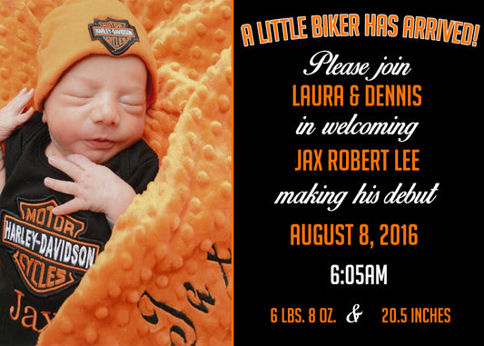 Harley Davidson Baby Announcement