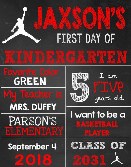 Jumpman Jordan First Day of School Sign