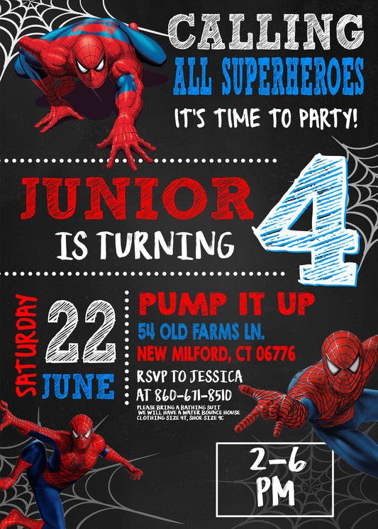 Spiderman Birthday Invitation