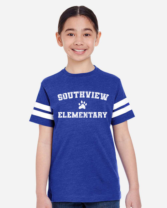 Youth Royal Blue Striped Sleeve Shirt Style 1