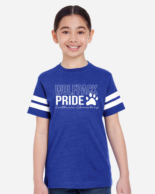 Youth Royal Blue Striped Sleeve Shirt Style 2