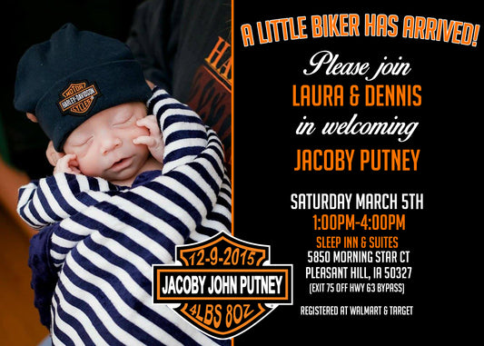 Harley Baby Shower Invitation Announcement