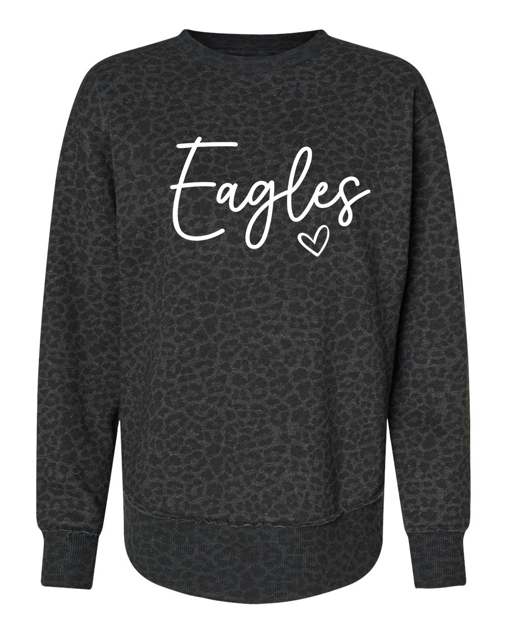 Leopard Crewneck Style 1 Eagles Heart Script Font