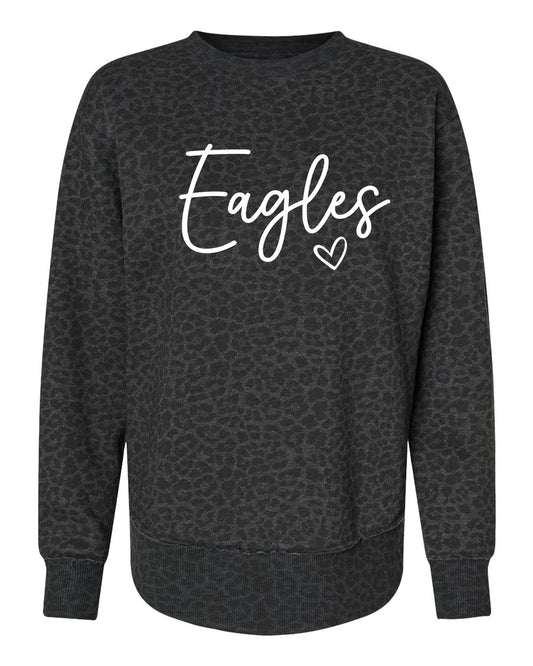 Leopard Crewneck Style 1 Eagles Heart Script Font