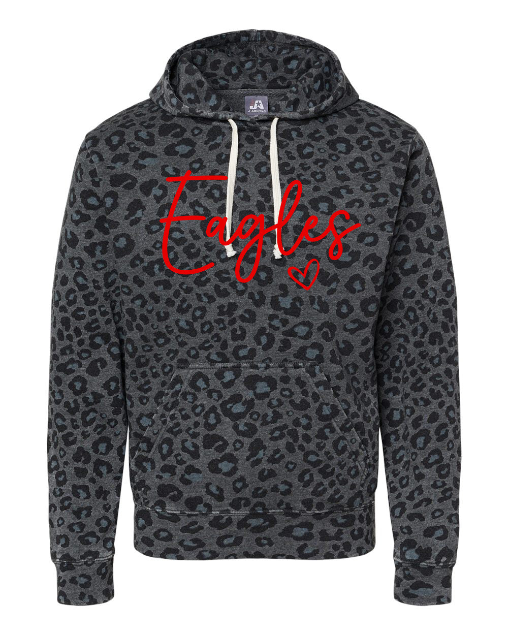 J America Brand Leopard Hoodie Eagles Script Heart Font