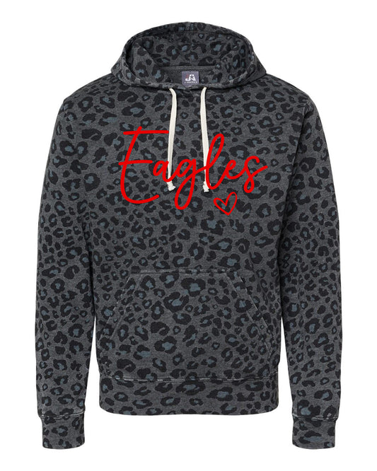 J America Brand Leopard Hoodie Eagles Script Heart Font