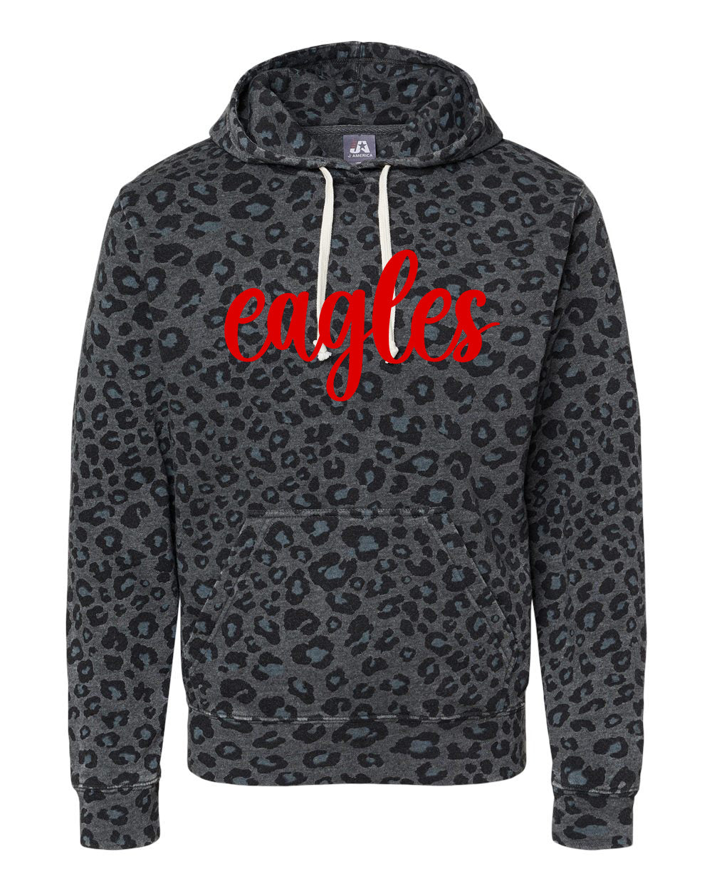 J America Brand Leopard Hoodie Eagles Script Font
