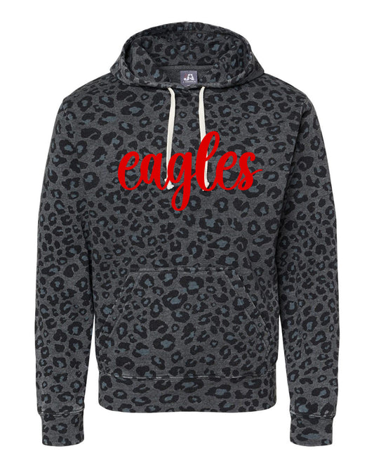 J America Brand Leopard Hoodie Eagles Script Font