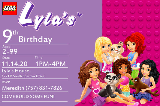 Lego Friends Invitation