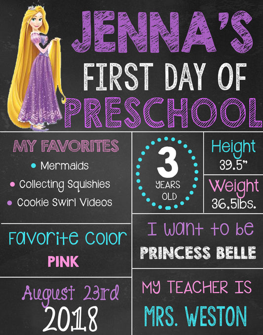 Rapunzel First Day of School Sign