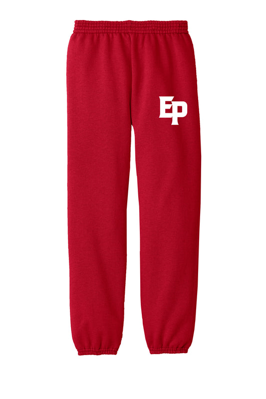 Youth Red Sweatpants White EP Logo