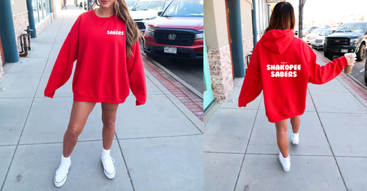 Sabers Bubble Font Red Shirt