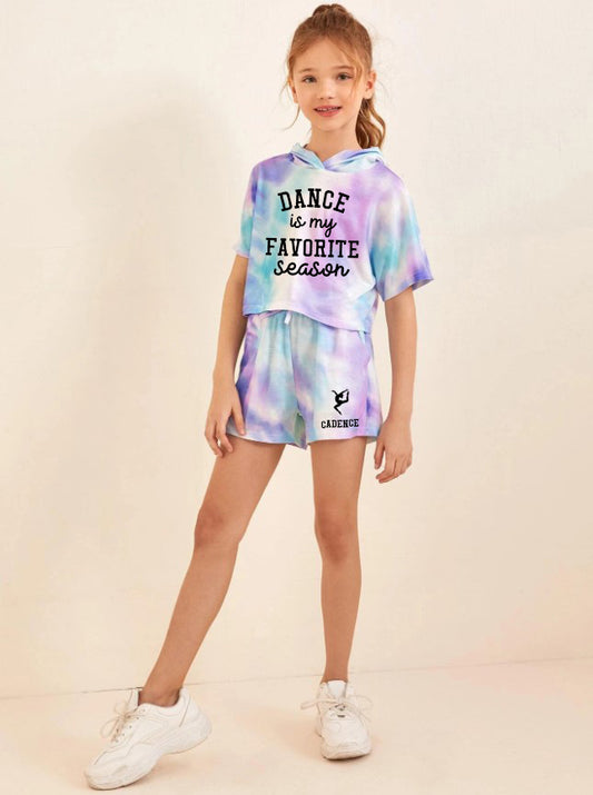 Tie Dye 2pc Hooded Top and Short Set