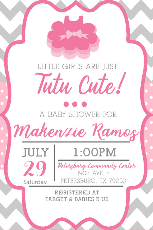 Tutu Cute Baby Shower Invitation
