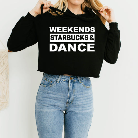 Cropped Black Hoodie - Weekends Starbucks & Dance