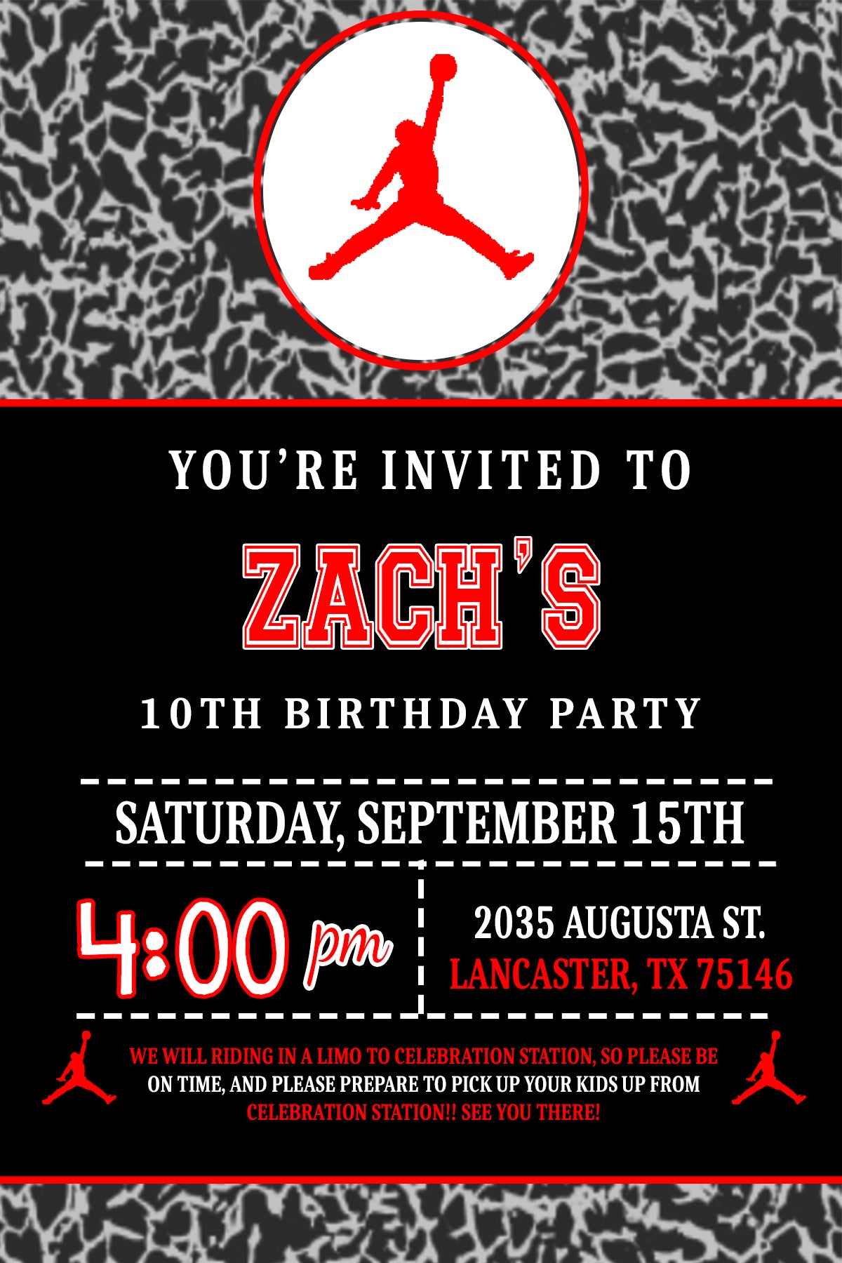 Jordan Jumpman Birthday Invitation