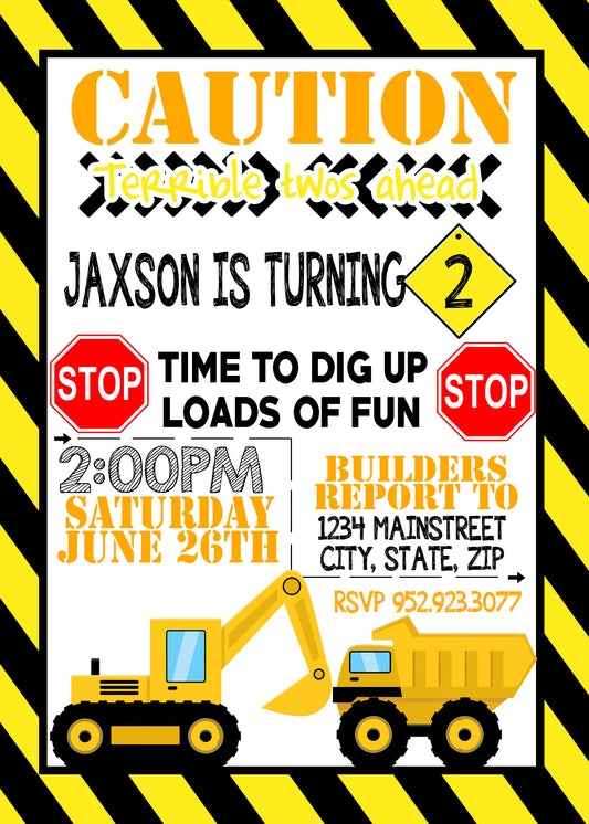 Construction Birthday Invitation